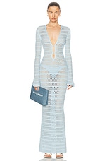 SER.O.YA Lilith Crochet Maxi Dress in Sky Blue, view 1, click to view large image.
