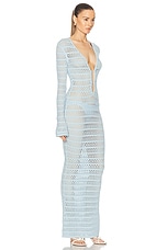 SER.O.YA Lilith Crochet Maxi Dress in Sky Blue, view 2, click to view large image.