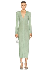 SER.O.YA Phyllis Metallic Knit Cardigan Dress in Sage, view 1, click to view large image.