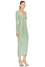 SER.O.YA Phyllis Metallic Knit Cardigan Dress in Sage, view 2, click to view large image.