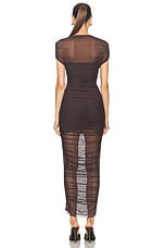 SER.O.YA Noel Off Shoulder Midi Dress in Ash Brown, view 3, click to view large image.