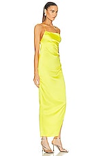 SER.O.YA Celino Silk Dress in Neon Lime, view 2, click to view large image.