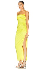 SER.O.YA Celino Silk Dress in Neon Lime, view 3, click to view large image.