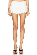 SER.O.YA Alix Stretch Denim Skort in White, view 1, click to view large image.