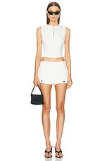 SER.O.YA Alix Stretch Denim Skort in White, view 5, click to view large image.