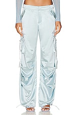 SER.O.YA Lai Satin Cargo Pant in Light Blue, view 2, click to view large image.