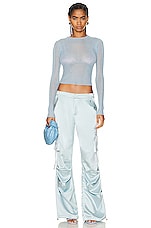 SER.O.YA Lai Satin Cargo Pant in Light Blue, view 5, click to view large image.