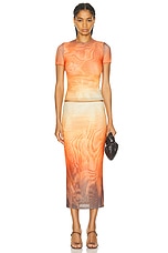 SER.O.YA Nia Mesh Midi Skirt in Sunset Palm, view 4, click to view large image.