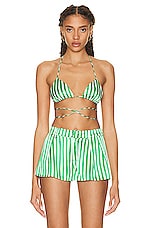 SER.O.YA Jeanie Wrap Around Bralette Top in Kelly Green Stripe, view 1, click to view large image.