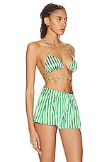 SER.O.YA Jeanie Wrap Around Bralette Top in Kelly Green Stripe, view 2, click to view large image.