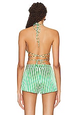 SER.O.YA Jeanie Wrap Around Bralette Top in Kelly Green Stripe, view 3, click to view large image.
