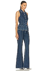 self-portrait Denim Jumpsuit in Blue, view 2, click to view large image.