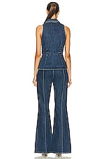 self-portrait Denim Jumpsuit in Blue, view 3, click to view large image.
