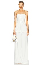self-portrait Bandeau Crepe Jumpsuit in White, view 1, click to view large image.