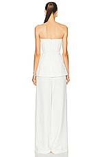 self-portrait Bandeau Crepe Jumpsuit in White, view 3, click to view large image.