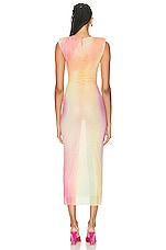 self-portrait Printed Mesh Hotfix Midi Dress in Multi, view 3, click to view large image.