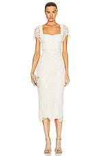self-portrait Cream Rose Lace Midi Dress in Cream, view 1, click to view large image.
