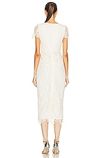 self-portrait Cream Rose Lace Midi Dress in Cream, view 3, click to view large image.