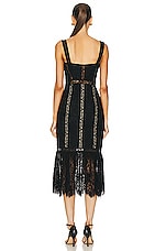 self-portrait Cord Lace Midi Dress in Black, view 3, click to view large image.