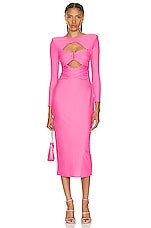 self-portrait Jersey Midi Dress in Pink, view 1, click to view large image.
