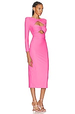 self-portrait Jersey Midi Dress in Pink, view 2, click to view large image.