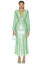 【self-portrait】ミディ ドレス ジャガード フレア グリーン Sequin Edit - Party Dresses – self-portrait-US