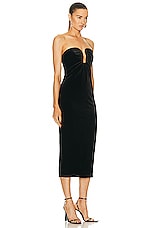 self-portrait Velvet Strapless Midi Dress in Black, view 2, click to view large image.