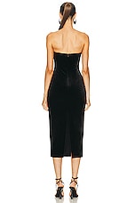 self-portrait Velvet Strapless Midi Dress in Black, view 3, click to view large image.