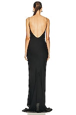 self-portrait Lace Satin Maxi Dress in Black, view 3, click to view large image.