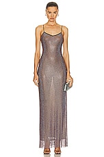 self-portrait Rhinestone Maxi Dress in Green, view 1, click to view large image.