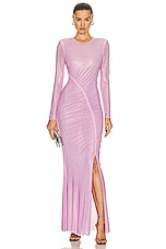 self-portrait Rhinestone Mesh Maxi Dress in Pink, view 1, click to view large image.