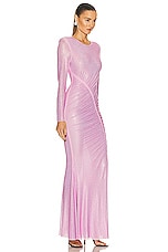 self-portrait Rhinestone Mesh Maxi Dress in Pink, view 2, click to view large image.
