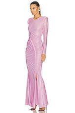self-portrait Rhinestone Mesh Maxi Dress in Pink, view 3, click to view large image.