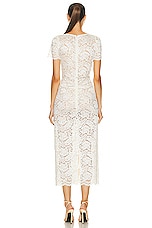self-portrait Cord Lace Midi Dress in Cream, view 3, click to view large image.