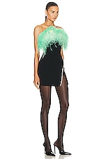 self-portrait Sequin Feather Mini Dress in Black, view 2, click to view large image.