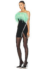 self-portrait Sequin Feather Mini Dress in Black, view 3, click to view large image.
