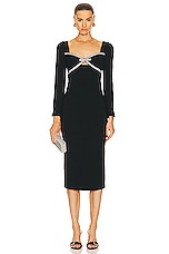 self-portrait Diamante Bow Midi Dress in Black, view 1, click to view large image.