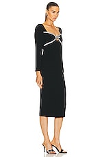 self-portrait Diamante Bow Midi Dress in Black, view 2, click to view large image.