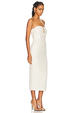 self-portrait Sequin Boucle Midi Dress in Cream, view 2, click to view large image.
