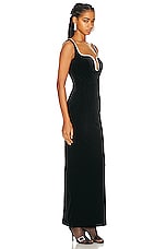 self-portrait Velvet Maxi Dress in Black, view 2, click to view large image.