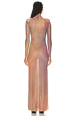 self-portrait Printed Rhinestone Maxi Dress in Iridescent, view 3, click to view large image.