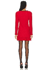 self-portrait Knit Mini Dress in Red, view 3, click to view large image.