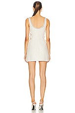 self-portrait Boucle Cut Out Mini Dress in Cream, view 3, click to view large image.