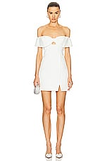 self-portrait Crepe Bow Mini Dress in White, view 1, click to view large image.