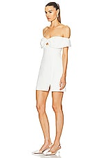 self-portrait Crepe Bow Mini Dress in White, view 3, click to view large image.
