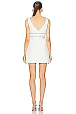 self-portrait Bonded Crepe Mini Dress in White, view 4, click to view large image.