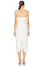 self-portrait Bonded Crepe Midi Dress in White, view 3, click to view large image.