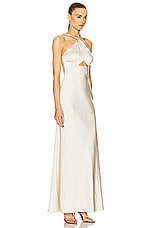 self-portrait Satin Diamante Maxi Dress in Champagne, view 2, click to view large image.