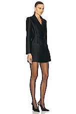 self-portrait Taffeta Tailored Mini Dress in Black, view 2, click to view large image.
