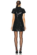 self-portrait Sequin Knit Mini Dress in Black, view 3, click to view large image.